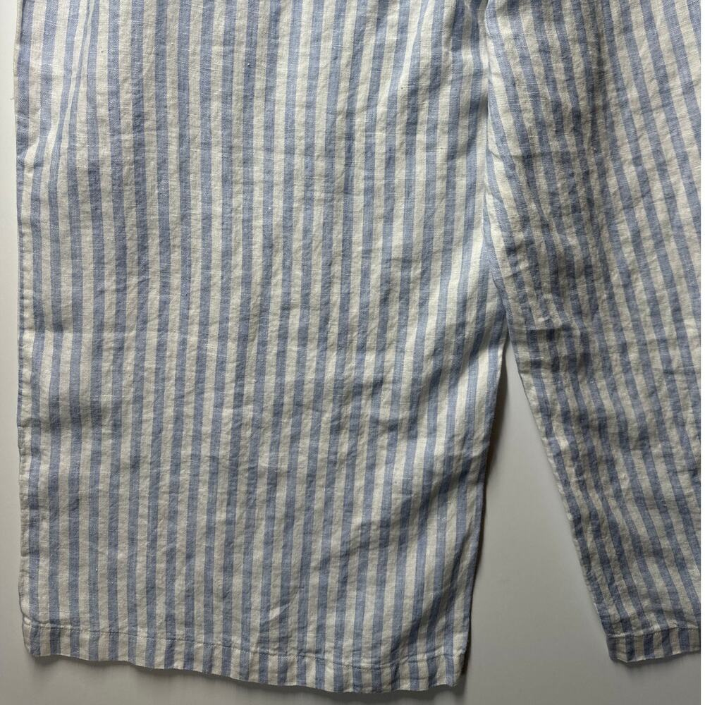 Ellen Tracy Linen Wide Leg Cropped Capri Pants Stripes Size XL Nautical Beachy - Picture 9 of 13